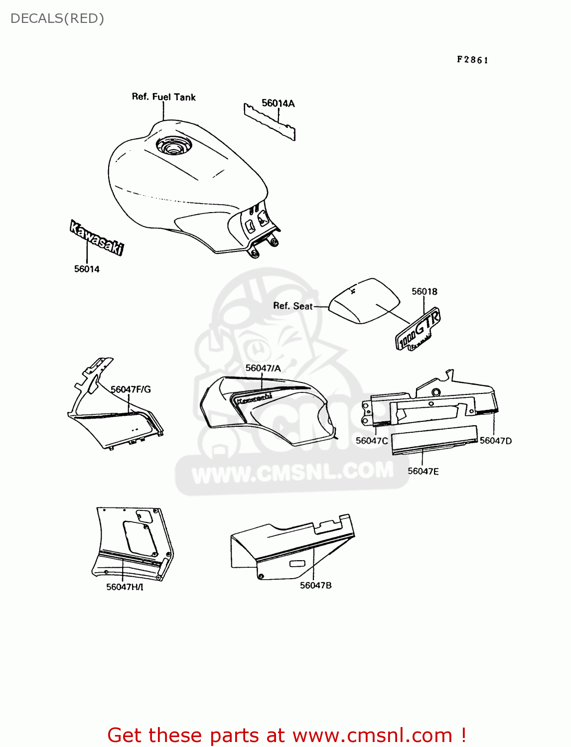 DECALS(RED) ZG1000A9 1000GTR 1994 UNITED KINGDOM FR NL AR FG NR SD ST