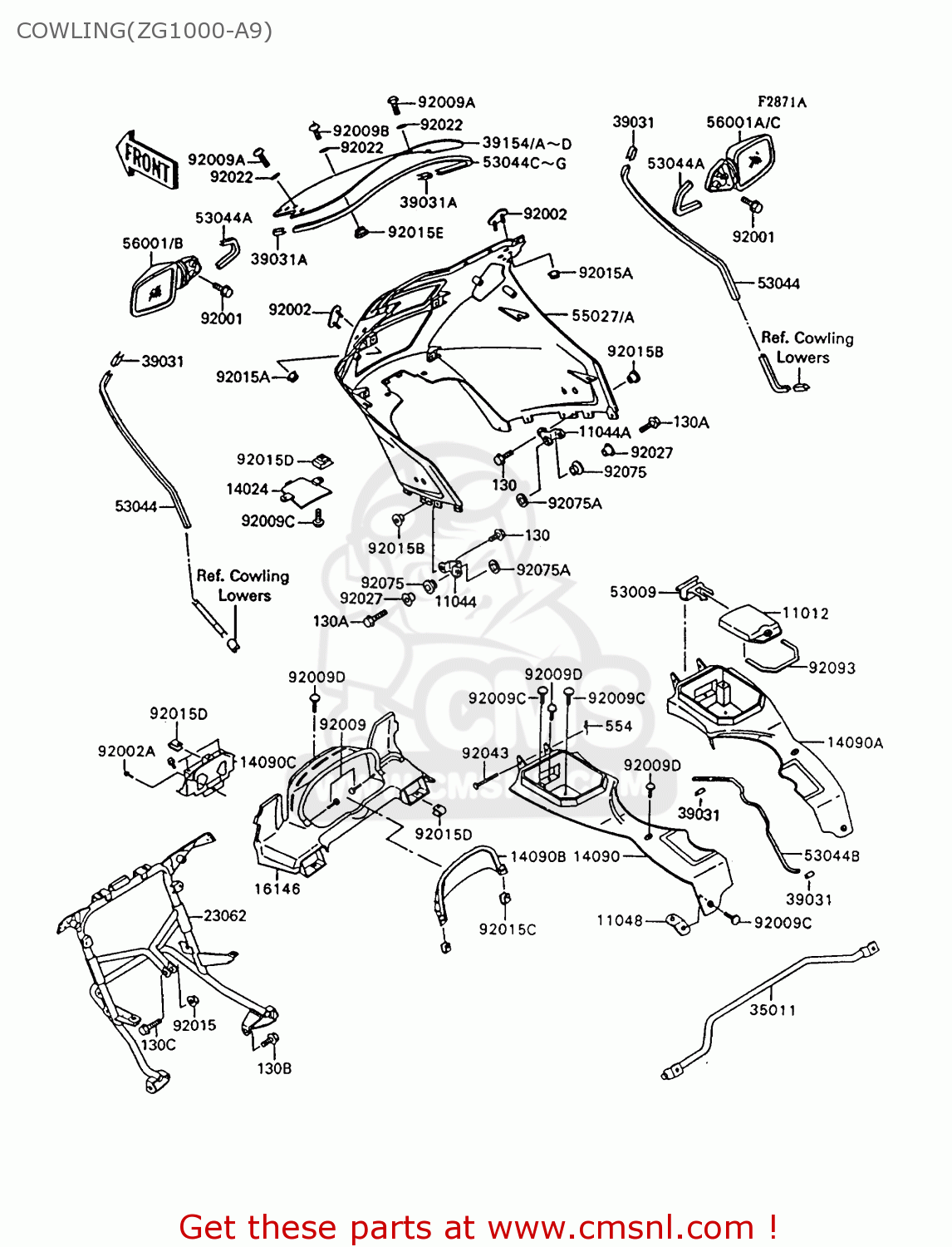 COWLING(ZG1000-A9) ZG1000A9 1000GTR 1994 UNITED KINGDOM FR NL AR FG NR SD ST