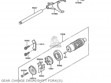 GEAR CHANGE DRUM/SHIFT FORK(S) - ZG1000A9 1000GTR 1994 UNITED KINGDOM FR NL AR FG NR SD ST