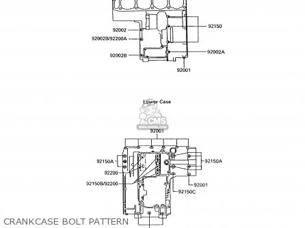 CRANKCASE BOLT PATTERN - ZG1000A9 1000GTR 1994 UNITED KINGDOM FR NL AR FG NR SD ST