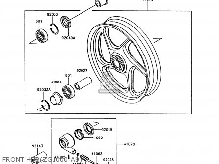 FRONT HUB(ZG1000-A9) - ZG1000A9 1000GTR 1994 UNITED KINGDOM FR NL AR FG NR SD ST