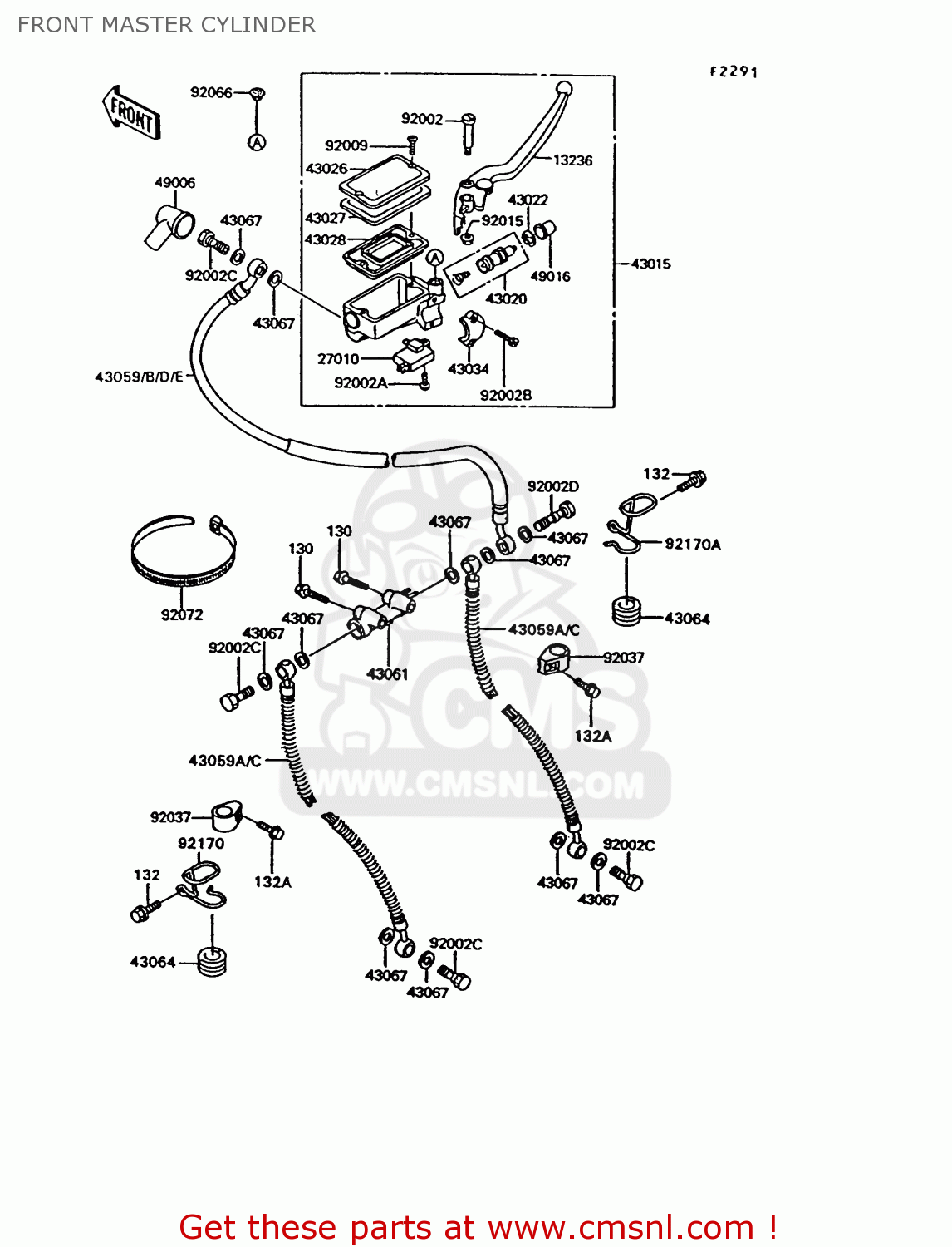 FRONT MASTER CYLINDER ZG1000A9 CONCOURS 1994 USA CALIFORNIA CANADA