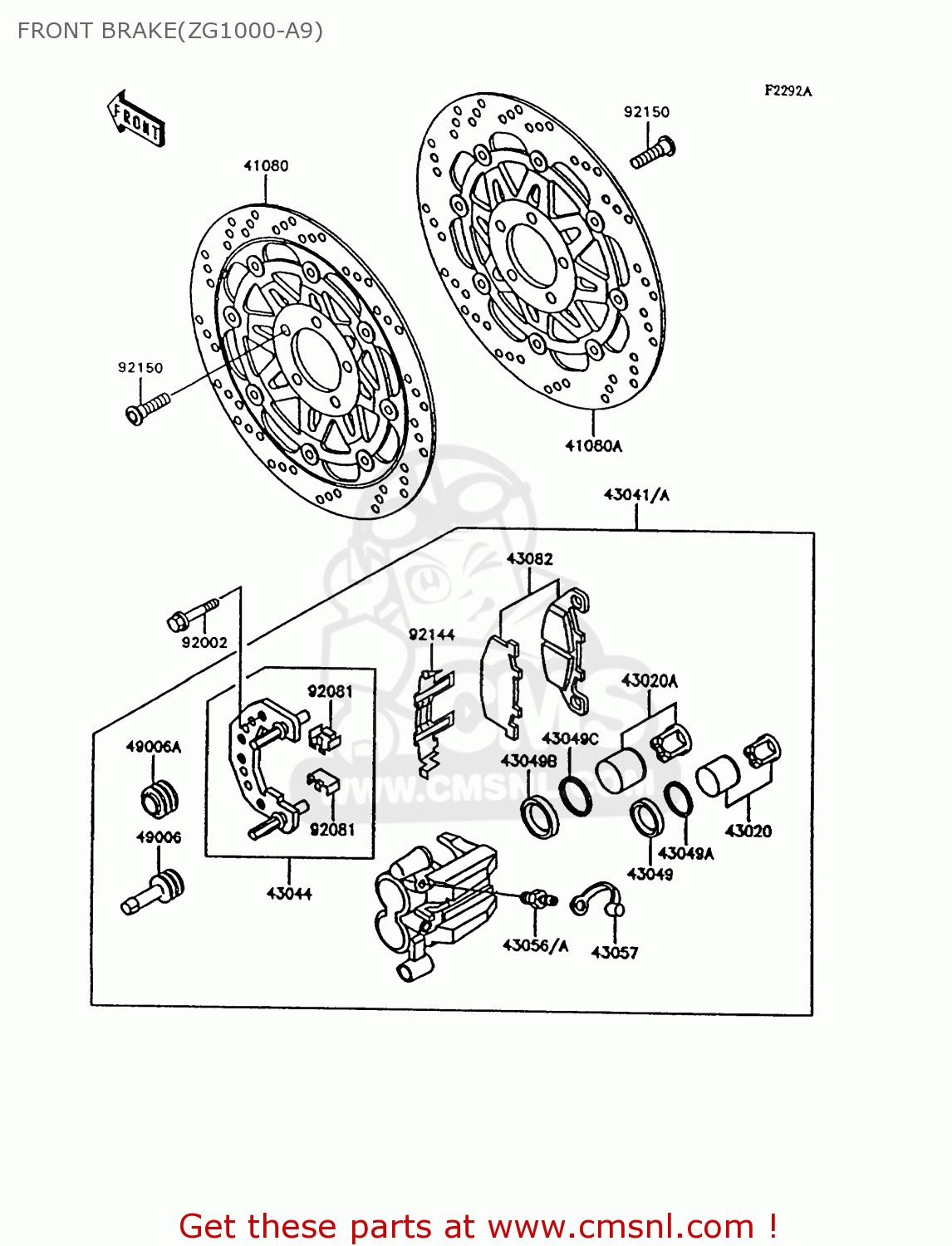 FRONT BRAKE(ZG1000-A9) ZG1000A9 CONCOURS 1994 USA CALIFORNIA CANADA