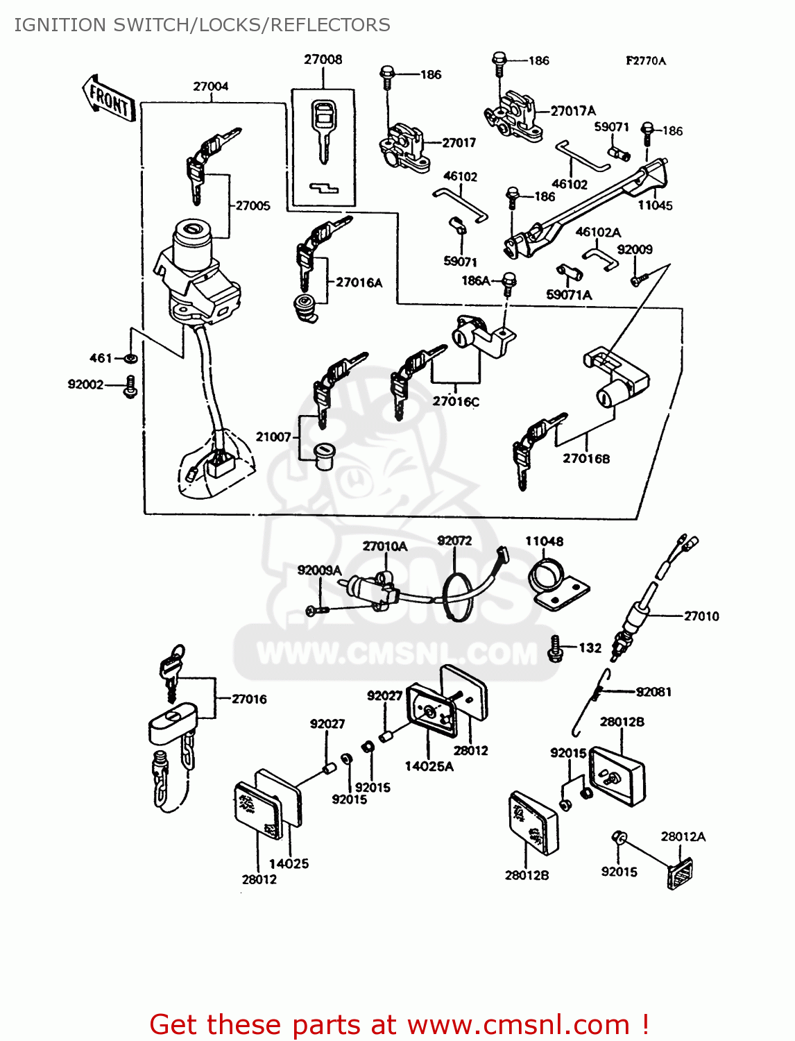 IGNITION SWITCH/LOCKS/REFLECTORS ZG1000A9 CONCOURS 1994 USA CALIFORNIA CANADA