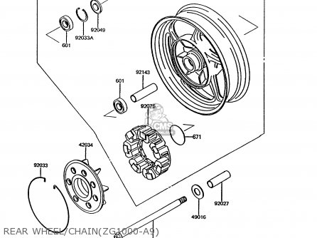 REAR WHEEL/CHAIN(ZG1000-A9) - ZG1000A9 CONCOURS 1994 USA CALIFORNIA CANADA