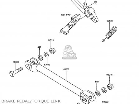 BRAKE PEDAL/TORQUE LINK - ZG1000A9 CONCOURS 1994 USA CALIFORNIA CANADA