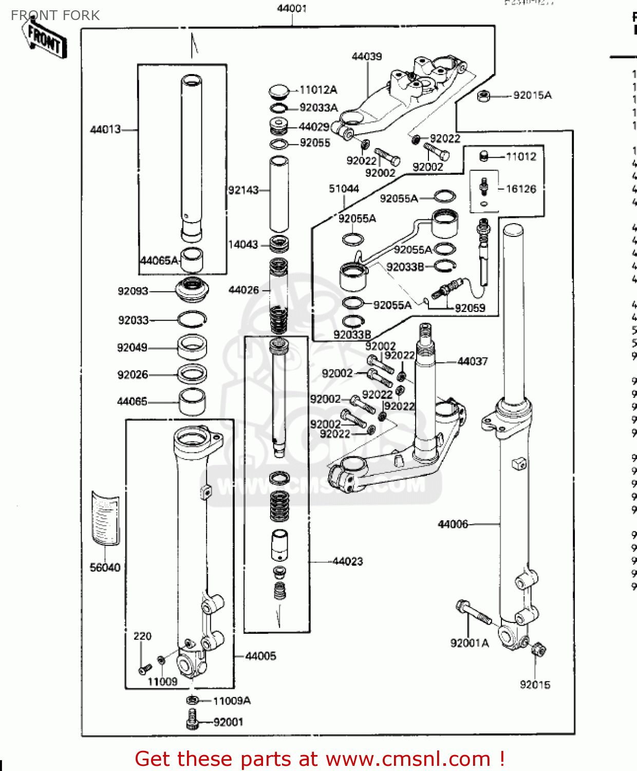 Premonition gerningsmanden der ovre Kawasaki ZG1200A1 VOYAGER XII 1986 USA CALIFORNIA CANADA FRONT FORK - buy  original FRONT FORK spares online