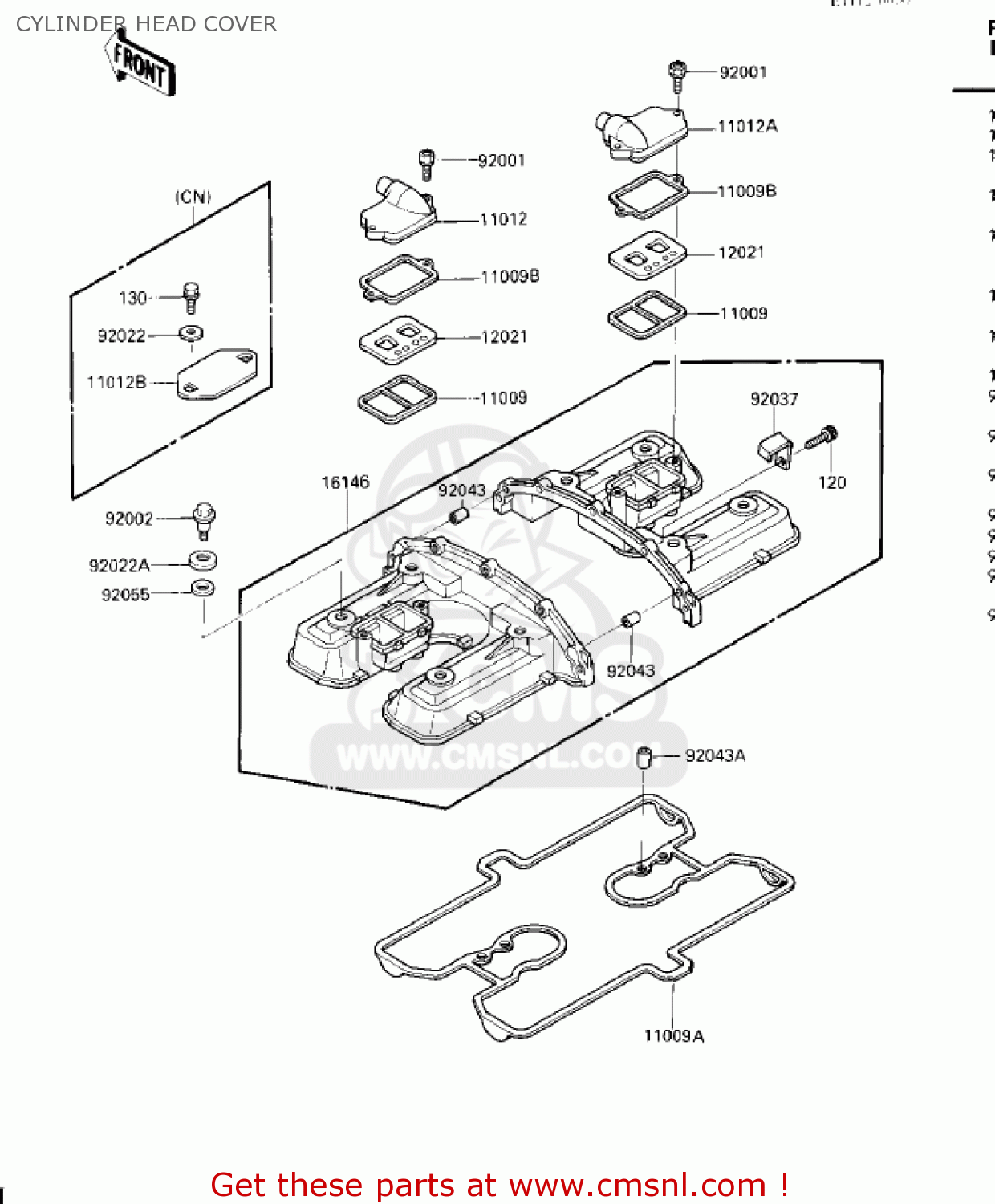 CYLINDER HEAD COVER ZG1200A1 VOYAGER XII 1986 USA CALIFORNIA CANADA
