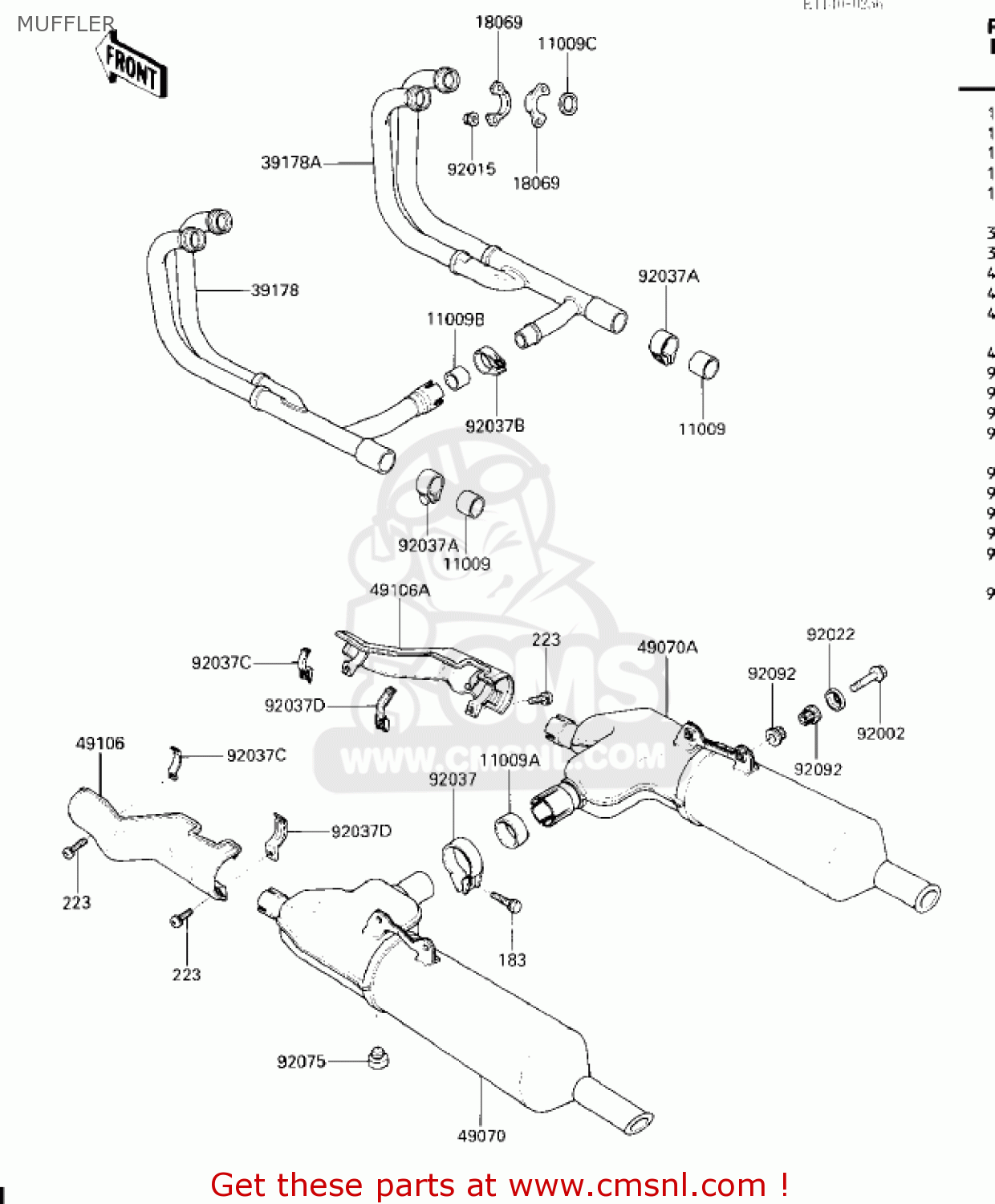 MUFFLER ZG1200A1 VOYAGER XII 1986 USA CALIFORNIA CANADA
