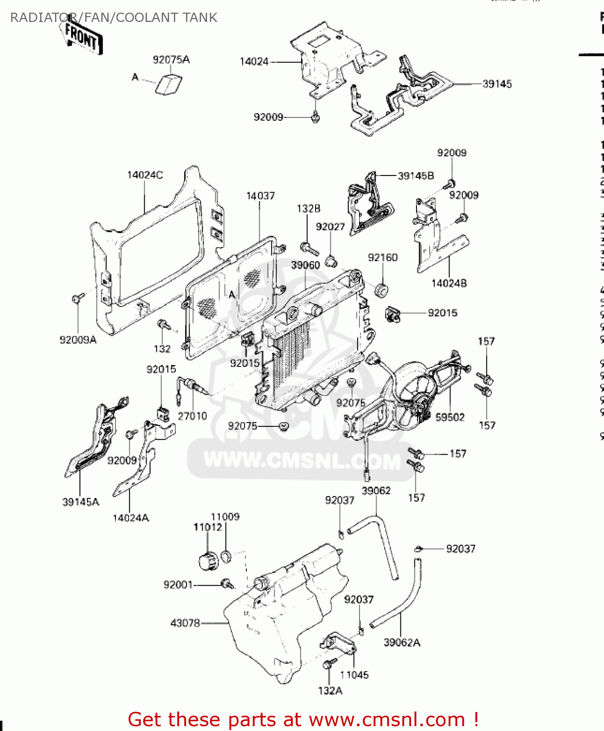 RADIATOR/FAN/COOLANT TANK ZG1200A1 VOYAGER XII 1986 USA CALIFORNIA CANADA