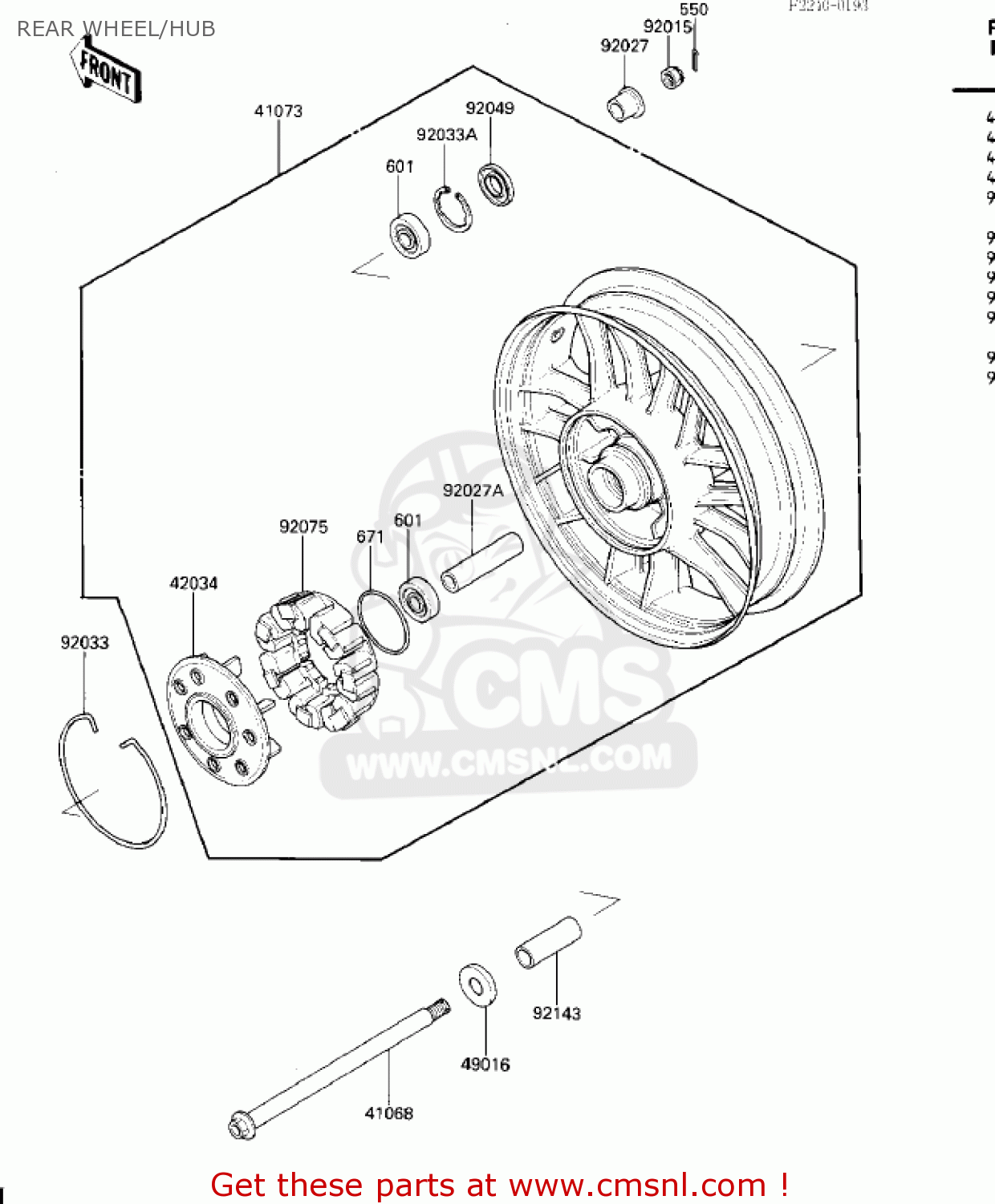 REAR WHEEL/HUB ZG1200A1 VOYAGER XII 1986 USA CALIFORNIA CANADA