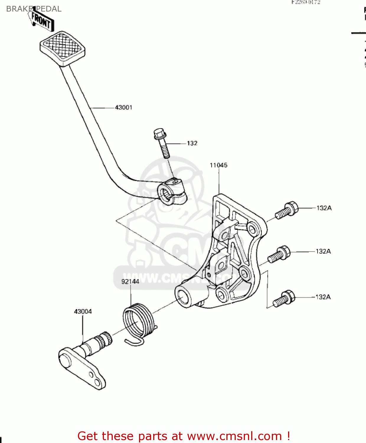 BRAKE PEDAL ZG1200A1 VOYAGER XII 1986 USA CALIFORNIA CANADA