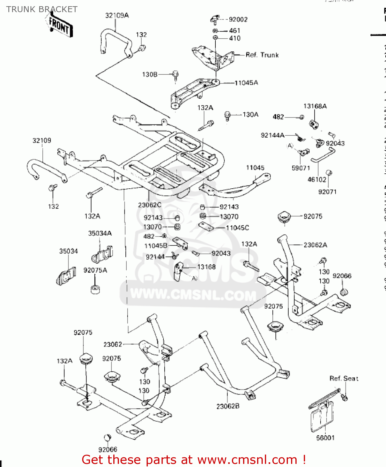TRUNK BRACKET ZG1200A1 VOYAGER XII 1986 USA CALIFORNIA CANADA