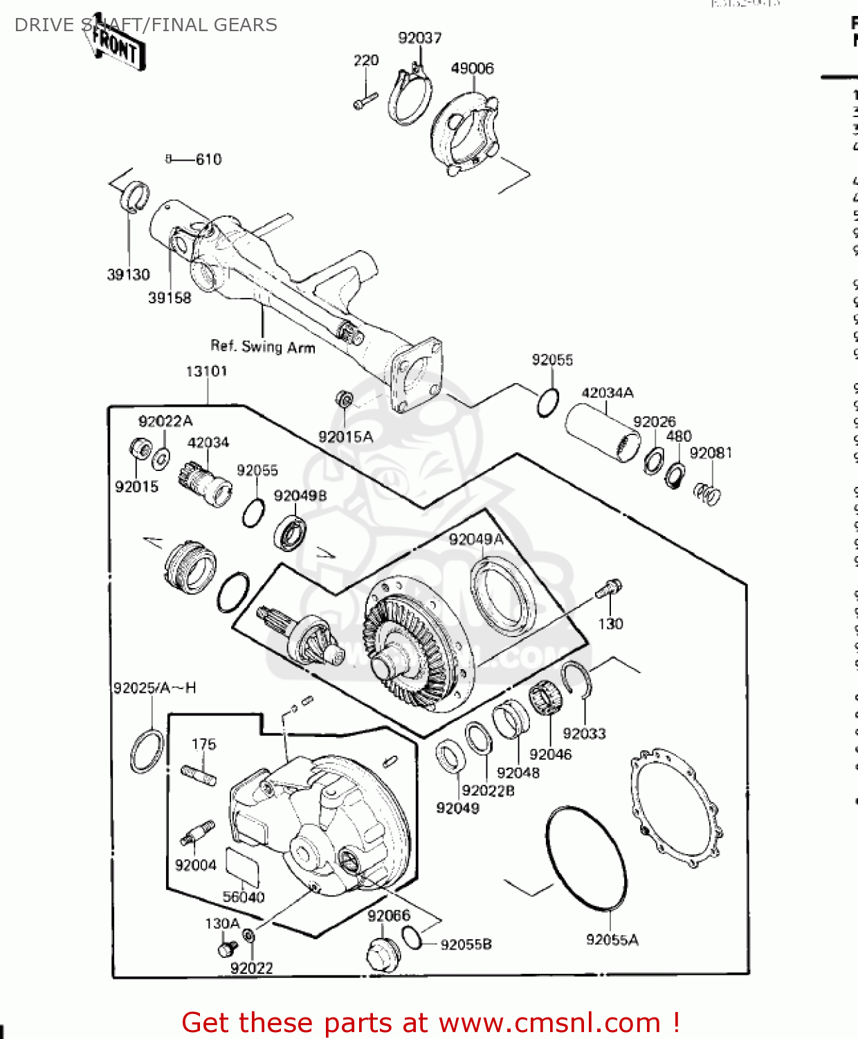 DRIVE SHAFT/FINAL GEARS ZG1200A1 VOYAGER XII 1986 USA CALIFORNIA CANADA