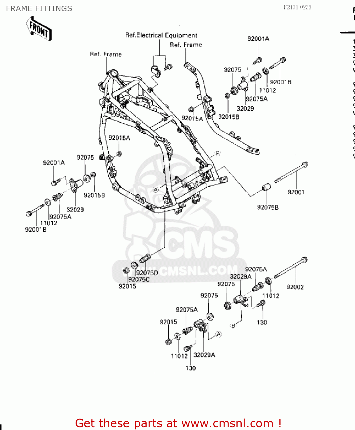 FRAME FITTINGS ZG1200A1 VOYAGER XII 1986 USA CALIFORNIA CANADA
