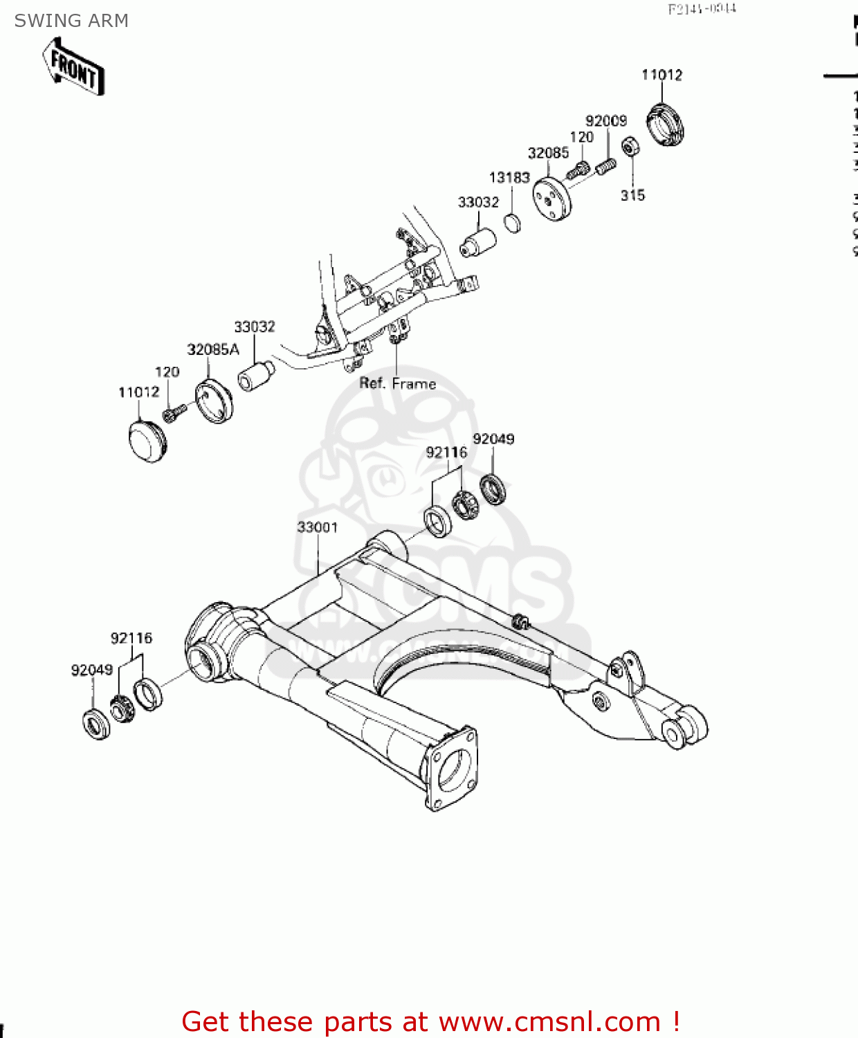 SWING ARM ZG1200A1 VOYAGER XII 1986 USA CALIFORNIA CANADA