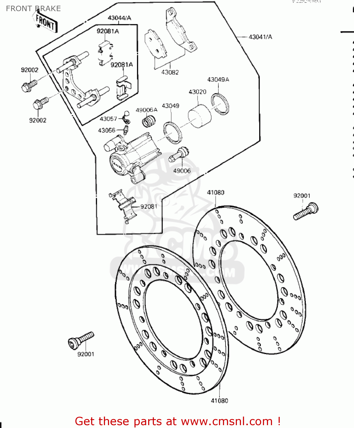 FRONT BRAKE ZG1200A1 VOYAGER XII 1986 USA CALIFORNIA CANADA