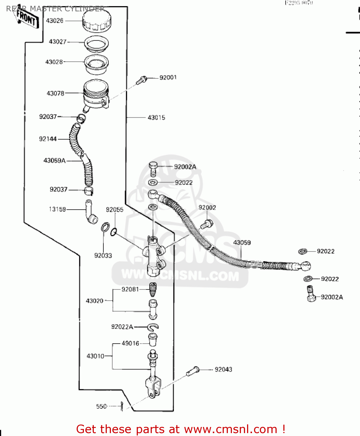 REAR MASTER CYLINDER ZG1200A1 VOYAGER XII 1986 USA CALIFORNIA CANADA