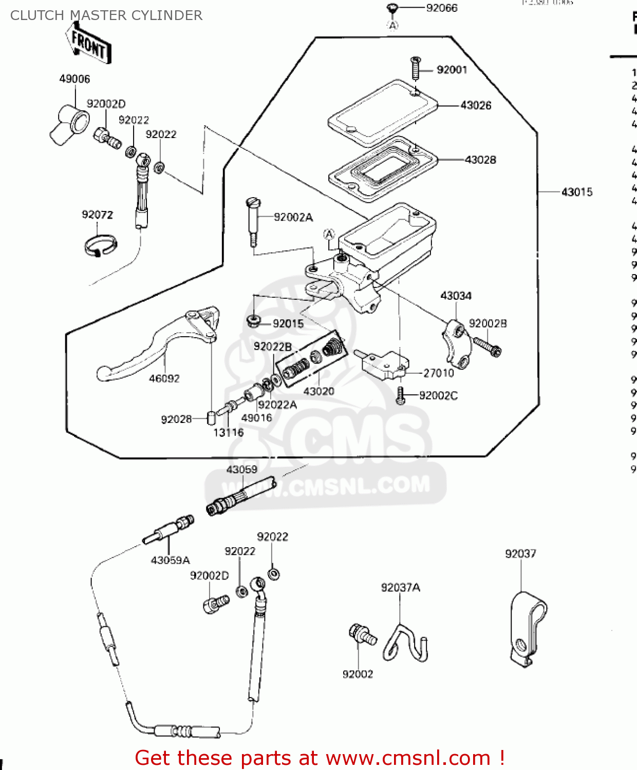 CLUTCH MASTER CYLINDER ZG1200A1 VOYAGER XII 1986 USA CALIFORNIA CANADA