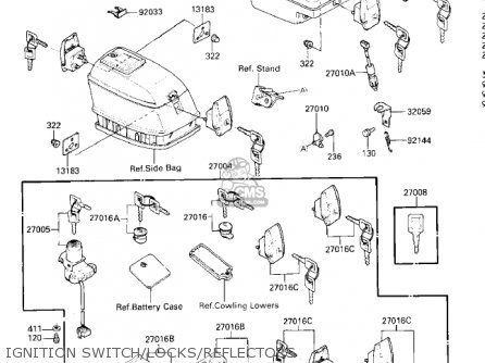 IGNITION SWITCH/LOCKS/REFLECTORS - ZG1200A1 VOYAGER XII 1986 USA CALIFORNIA CANADA