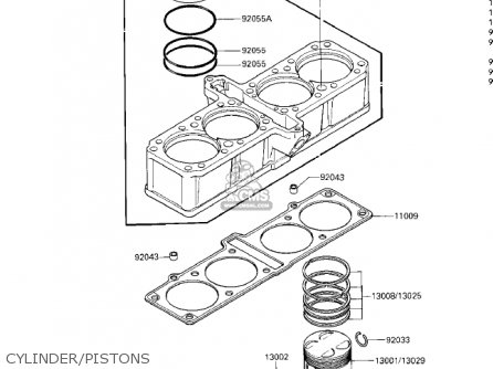 CYLINDER/PISTONS - ZG1200A1 VOYAGER XII 1986 USA CALIFORNIA CANADA