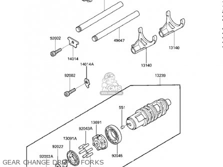 GEAR CHANGE DRUM & FORKS - ZG1200A1 VOYAGER XII 1986 USA CALIFORNIA CANADA
