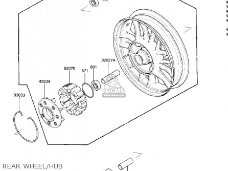 REAR WHEEL/HUB - ZG1200A1 VOYAGER XII 1986 USA CALIFORNIA CANADA
