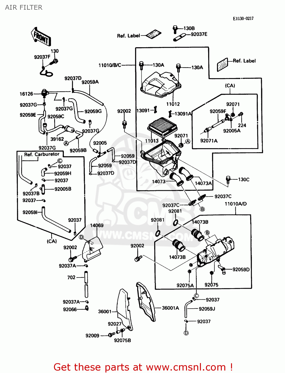 AIR FILTER ZG1200B1 VOYAGER XII 1987 USA CALIFORNIA CANADA
