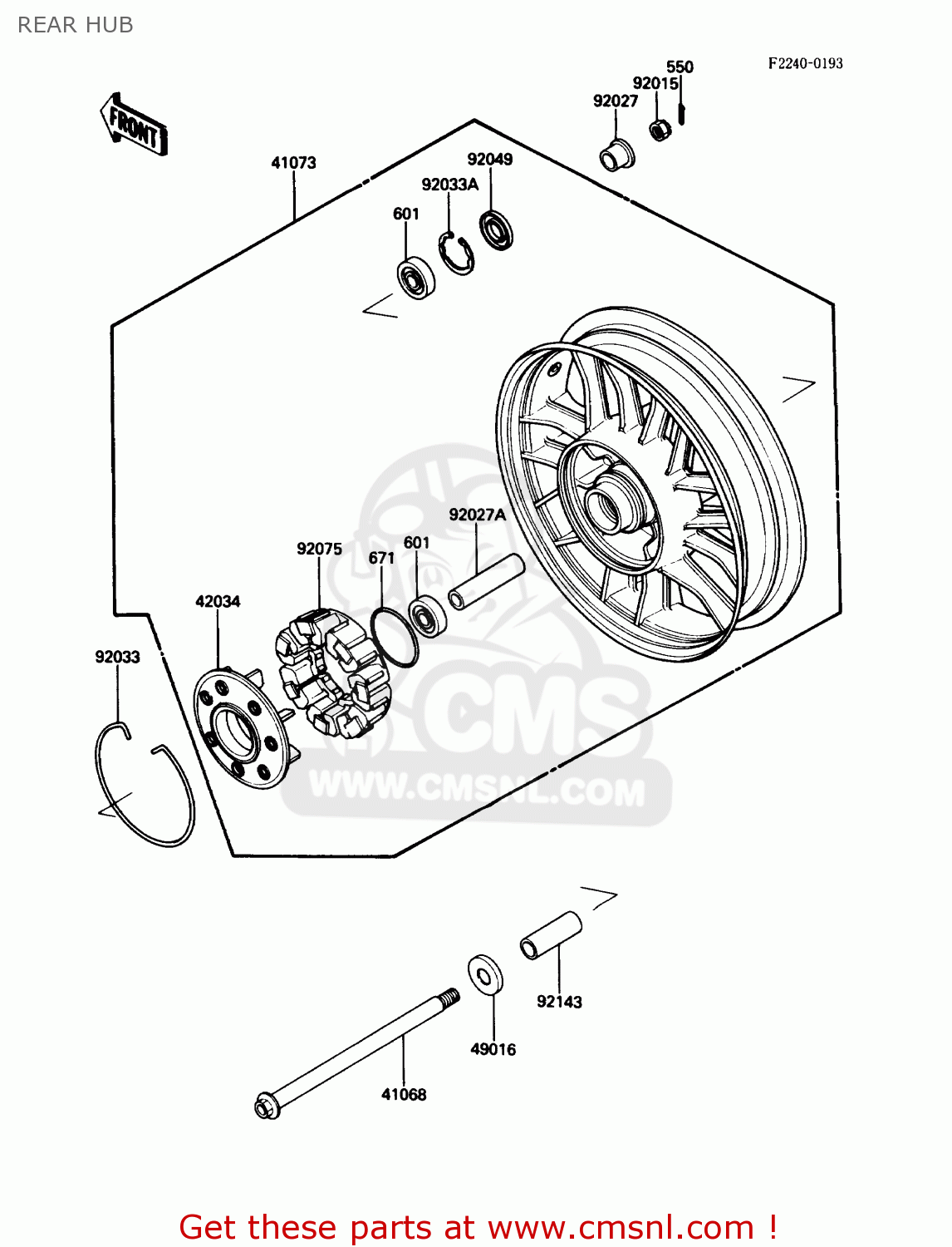 REAR HUB ZG1200B1 VOYAGER XII 1987 USA CALIFORNIA CANADA