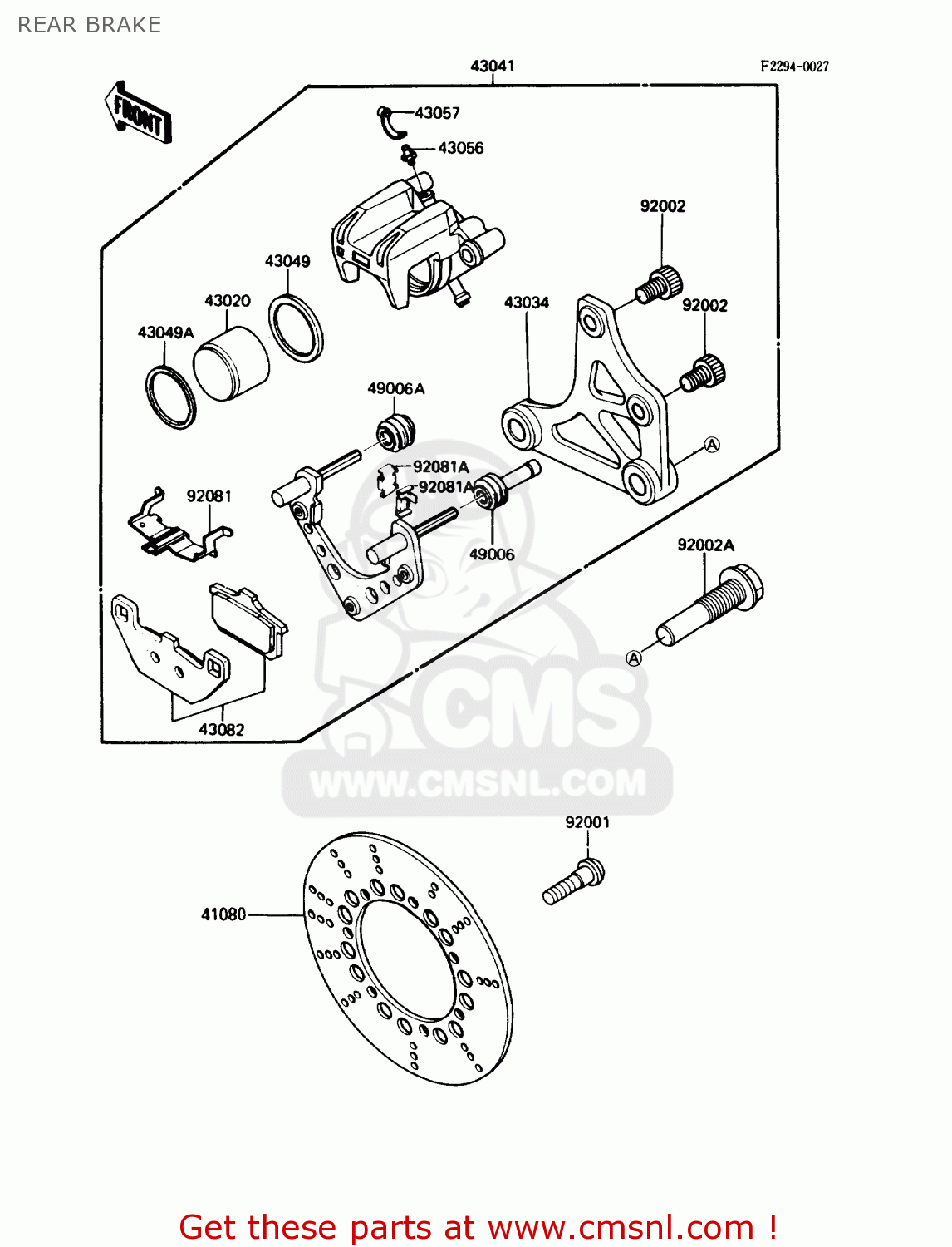 REAR BRAKE ZG1200B1 VOYAGER XII 1987 USA CALIFORNIA CANADA