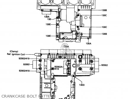 CRANKCASE BOLT PATTERN - ZG1200B1 VOYAGER XII 1987 USA CALIFORNIA CANADA