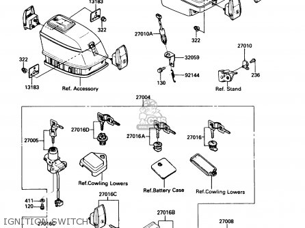 IGNITION SWITCH - ZG1200B1 VOYAGER XII 1987 USA CALIFORNIA CANADA
