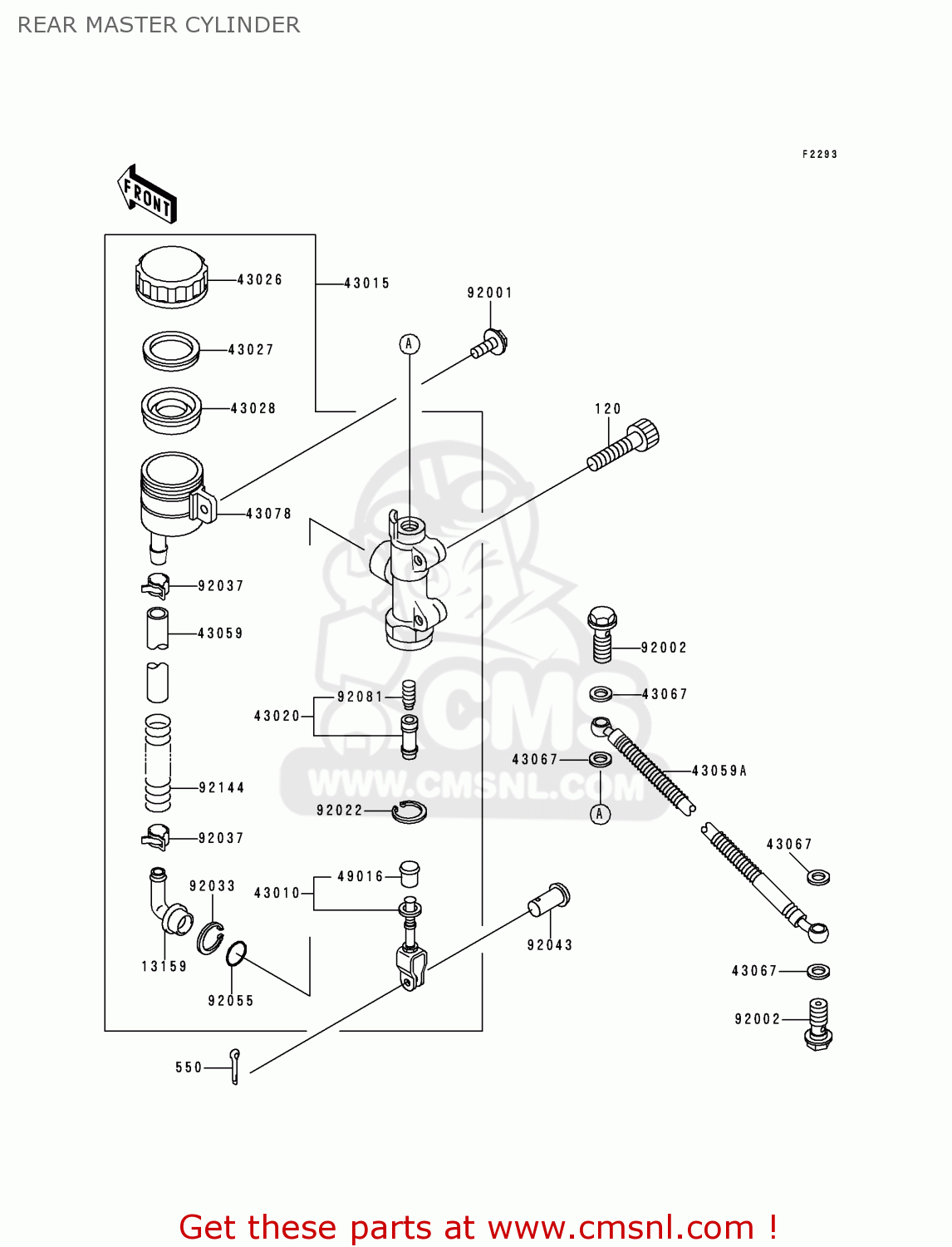 REAR MASTER CYLINDER ZG1200B10 VOYAGER XII 1996 USA CALIFORNIA CANADA