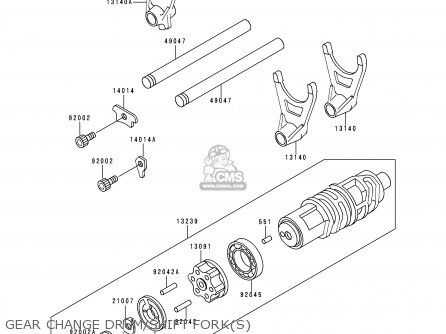 GEAR CHANGE DRUM/SHIFT FORK(S) - ZG1200B10 VOYAGER XII 1996 USA CALIFORNIA CANADA