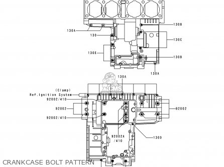 CRANKCASE BOLT PATTERN - ZG1200B10 VOYAGER XII 1996 USA CALIFORNIA CANADA