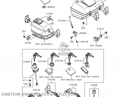 IGNITION SWITCH/LOCKS/REFLECTORS - ZG1200B11 VOYAGER XII 1997 USA CALIFORNIA CANADA