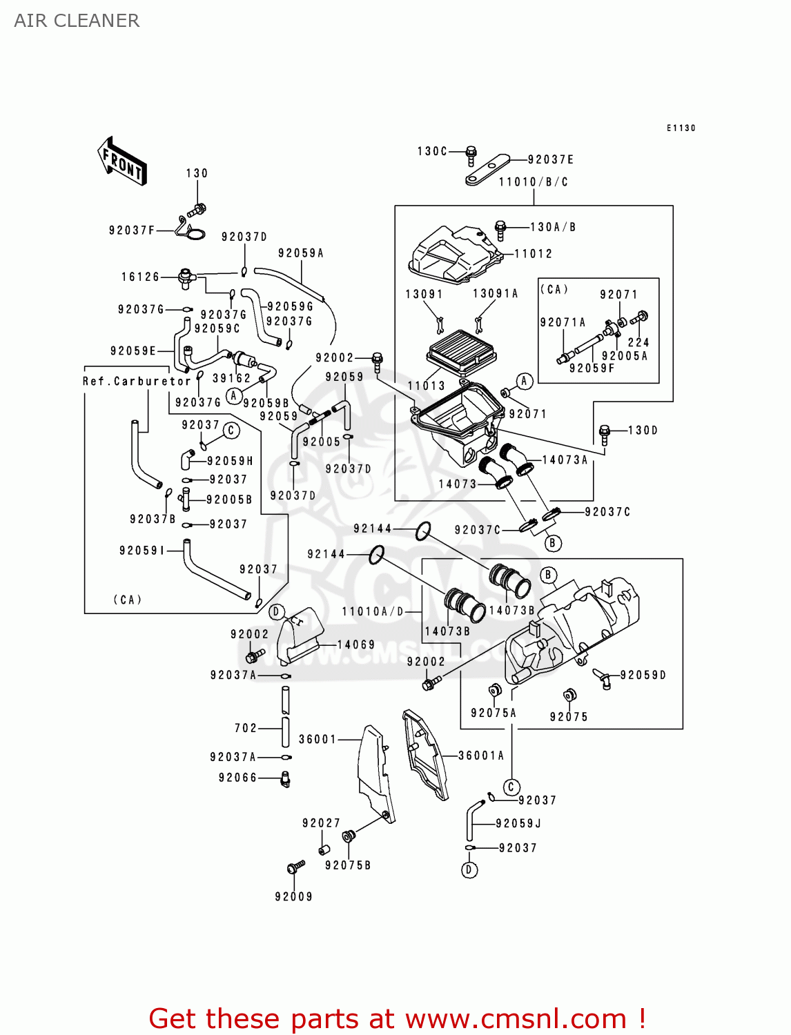 AIR CLEANER ZG1200B12 VOYAGER XII 1998 USA CALIFORNIA CANADA