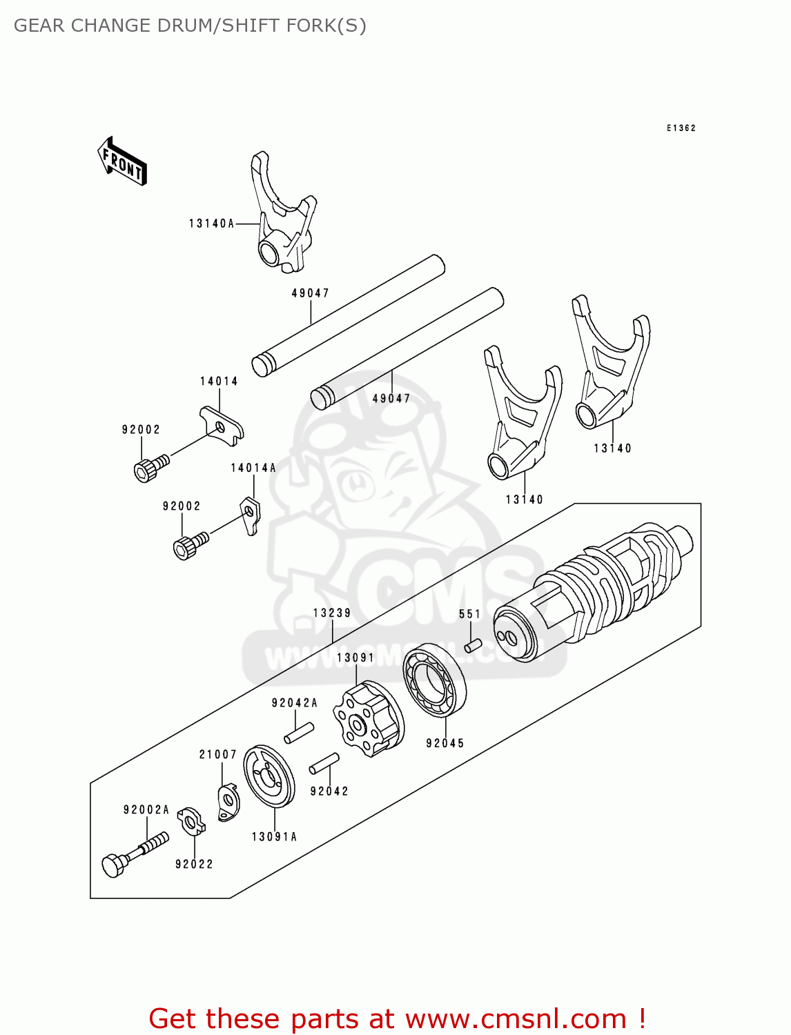 GEAR CHANGE DRUM/SHIFT FORK(S) ZG1200B12 VOYAGER XII 1998 USA CALIFORNIA CANADA