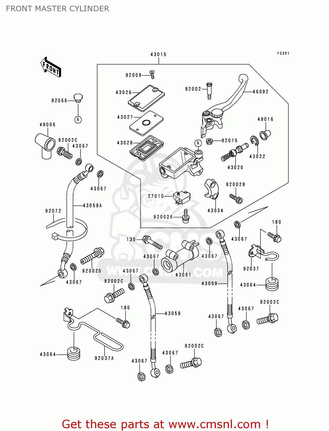 FRONT MASTER CYLINDER ZG1200B12 VOYAGER XII 1998 USA CALIFORNIA CANADA