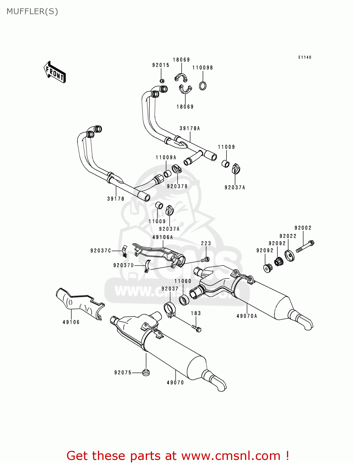 MUFFLER(S) ZG1200B14 VOYAGER XII 2000 USA CALIFORNIA CANADA