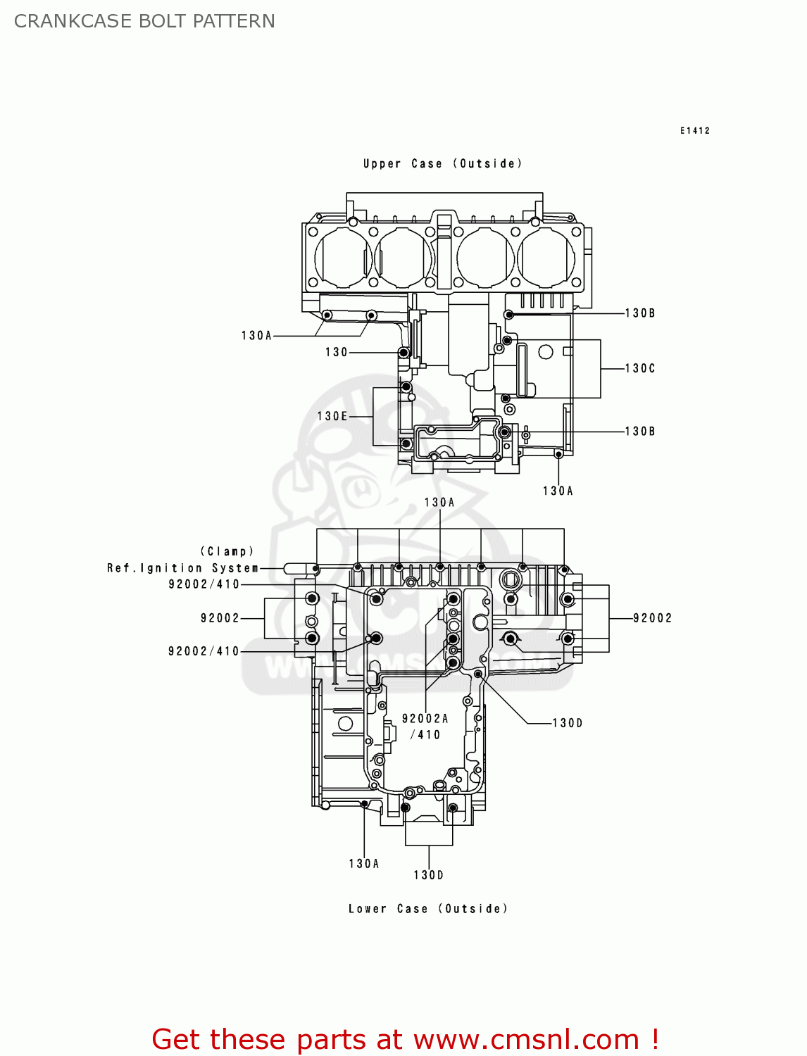 CRANKCASE BOLT PATTERN ZG1200B14 VOYAGER XII 2000 USA CALIFORNIA CANADA