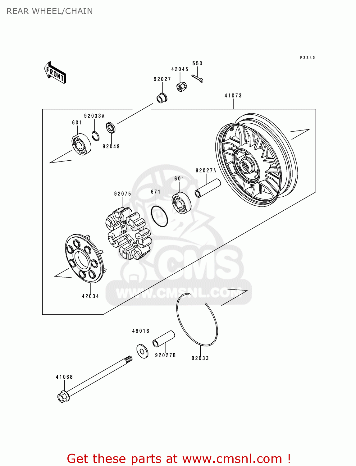 REAR WHEEL/CHAIN ZG1200B14 VOYAGER XII 2000 USA CALIFORNIA CANADA