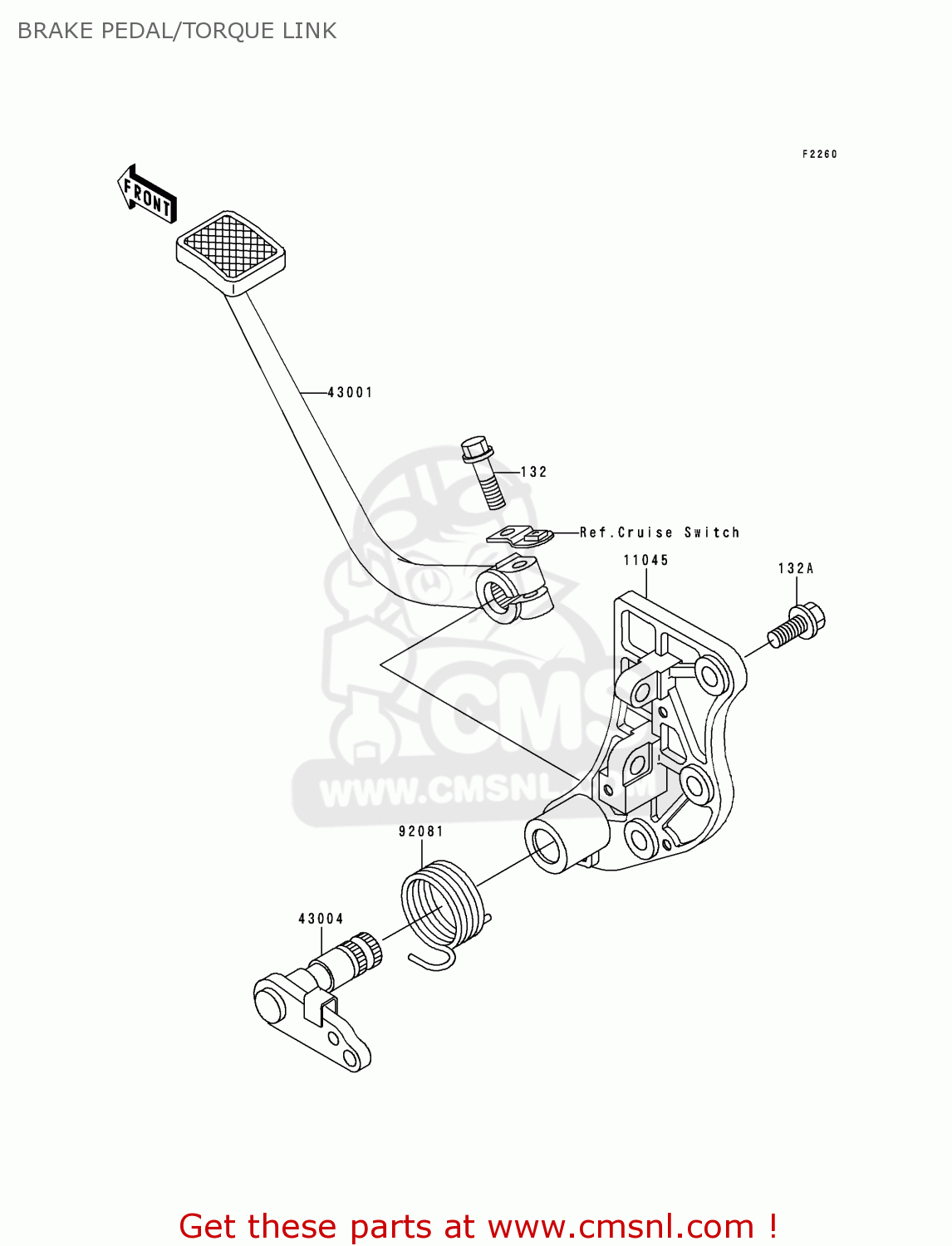BRAKE PEDAL/TORQUE LINK ZG1200B14 VOYAGER XII 2000 USA CALIFORNIA CANADA