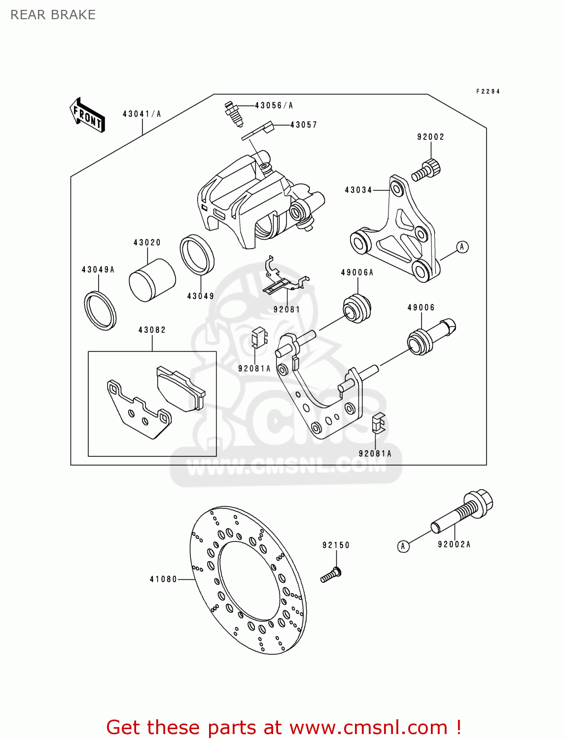 REAR BRAKE ZG1200B14 VOYAGER XII 2000 USA CALIFORNIA CANADA