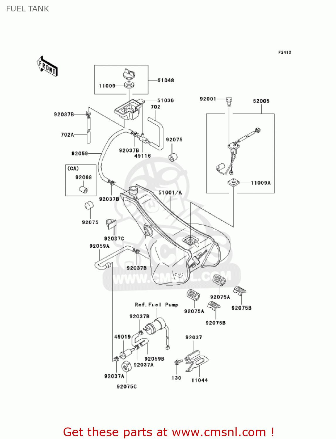 FUEL TANK ZG1200B15 VOYAGER XII 2001 USA CALIFORNIA CANADA