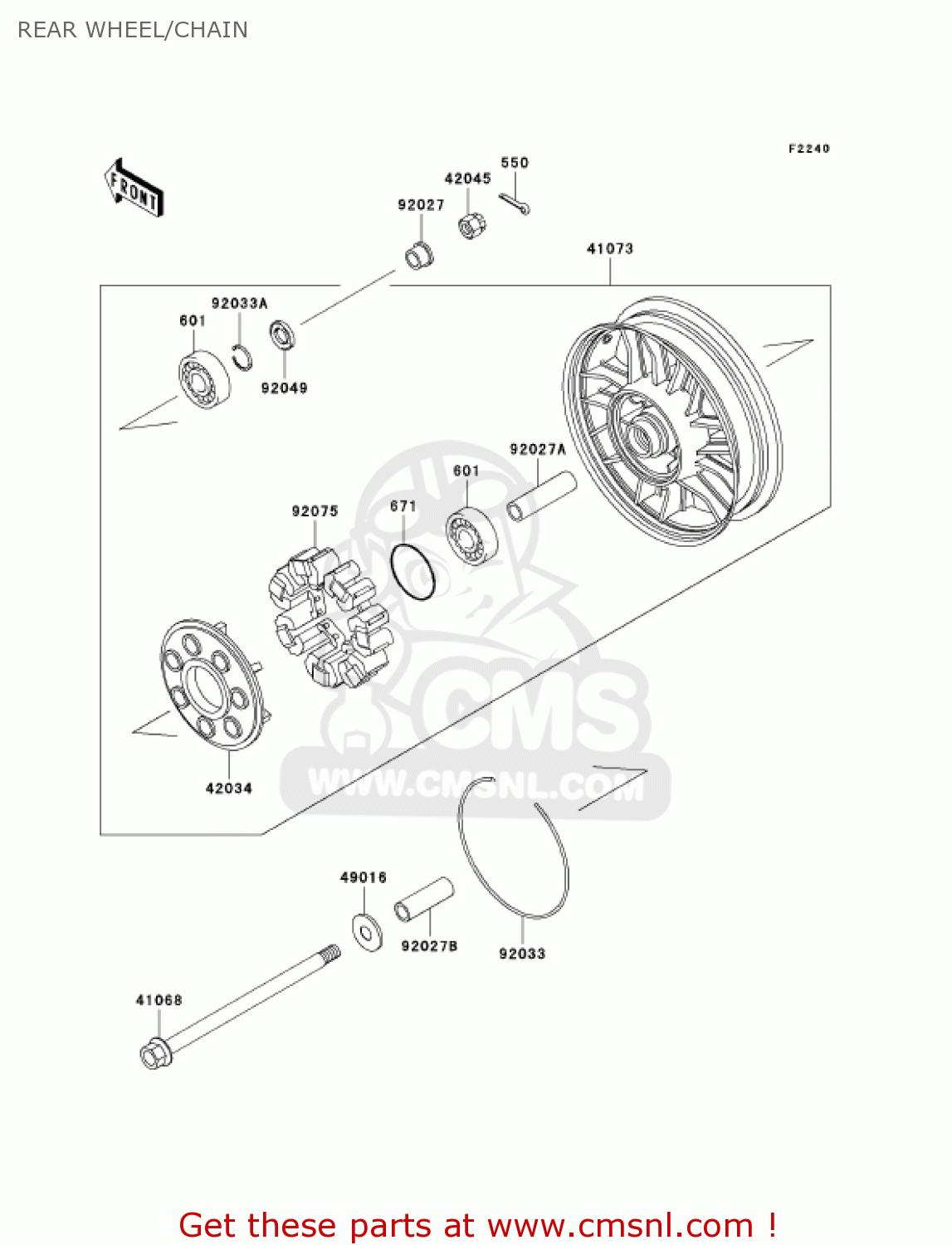 REAR WHEEL/CHAIN ZG1200B15 VOYAGER XII 2001 USA CALIFORNIA CANADA