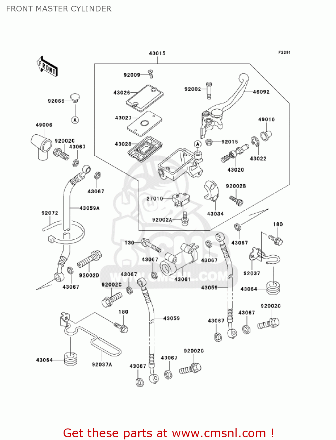 FRONT MASTER CYLINDER ZG1200B15 VOYAGER XII 2001 USA CALIFORNIA CANADA