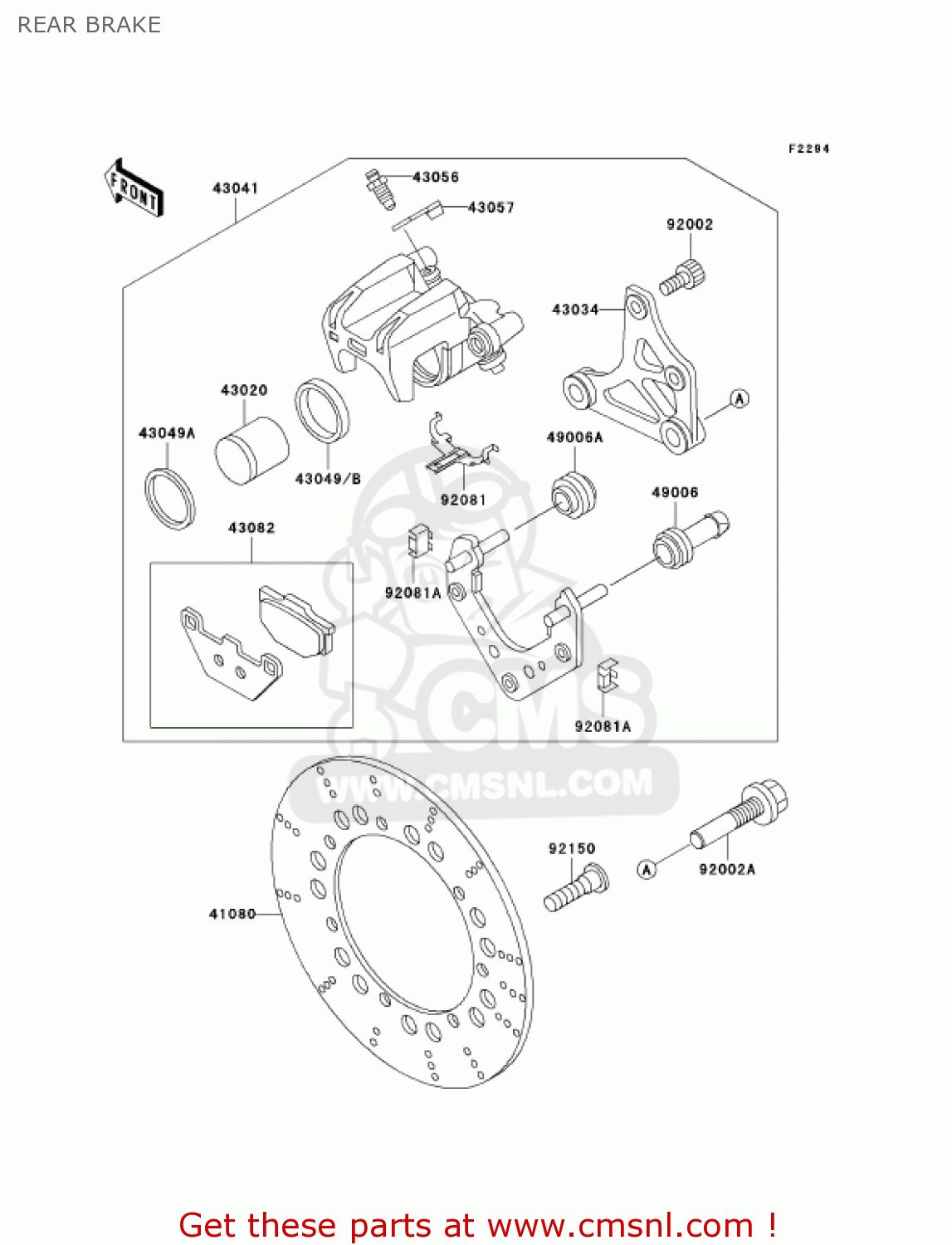 REAR BRAKE ZG1200B15 VOYAGER XII 2001 USA CALIFORNIA CANADA