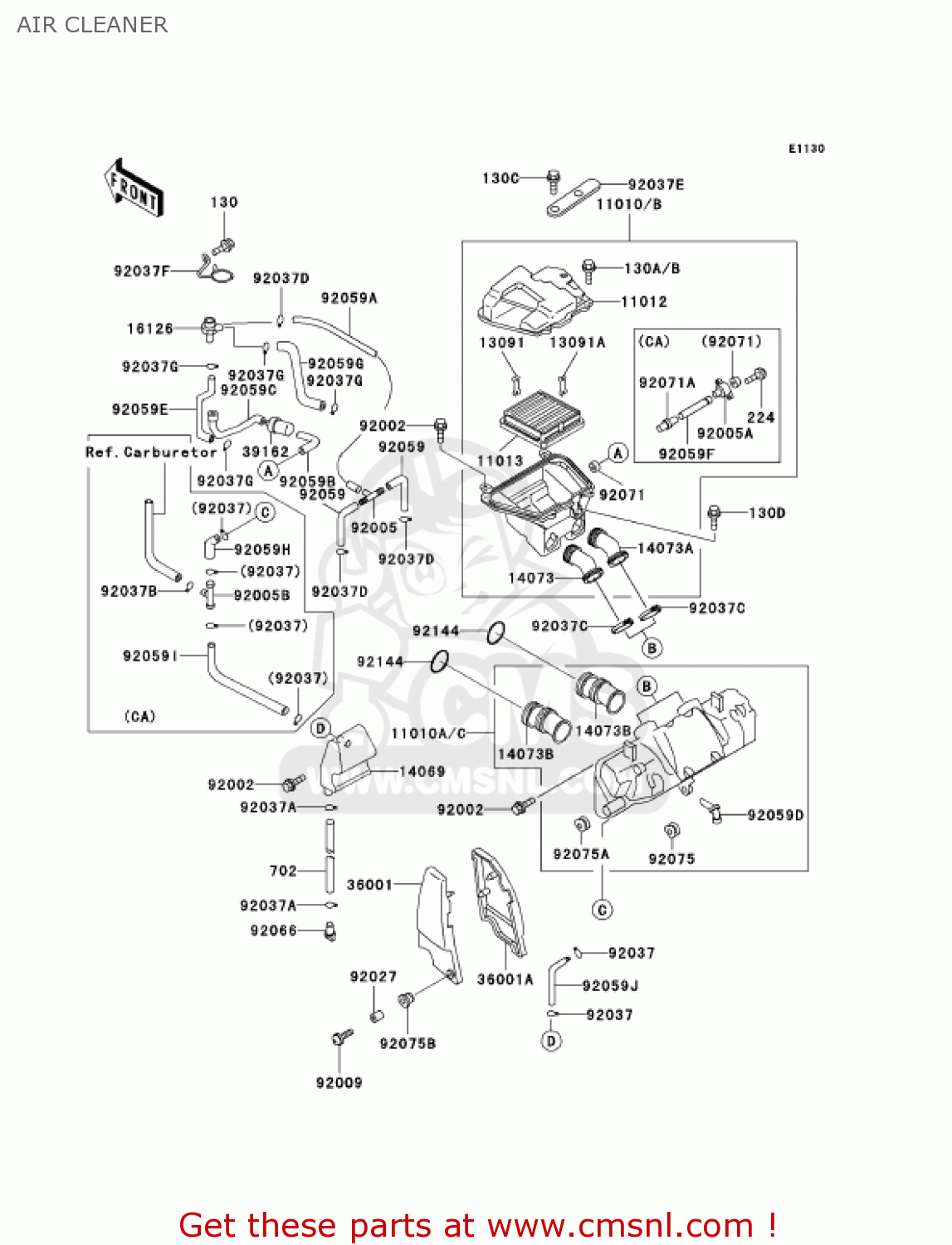 AIR CLEANER ZG1200B15 VOYAGER XII 2001 USA CALIFORNIA CANADA