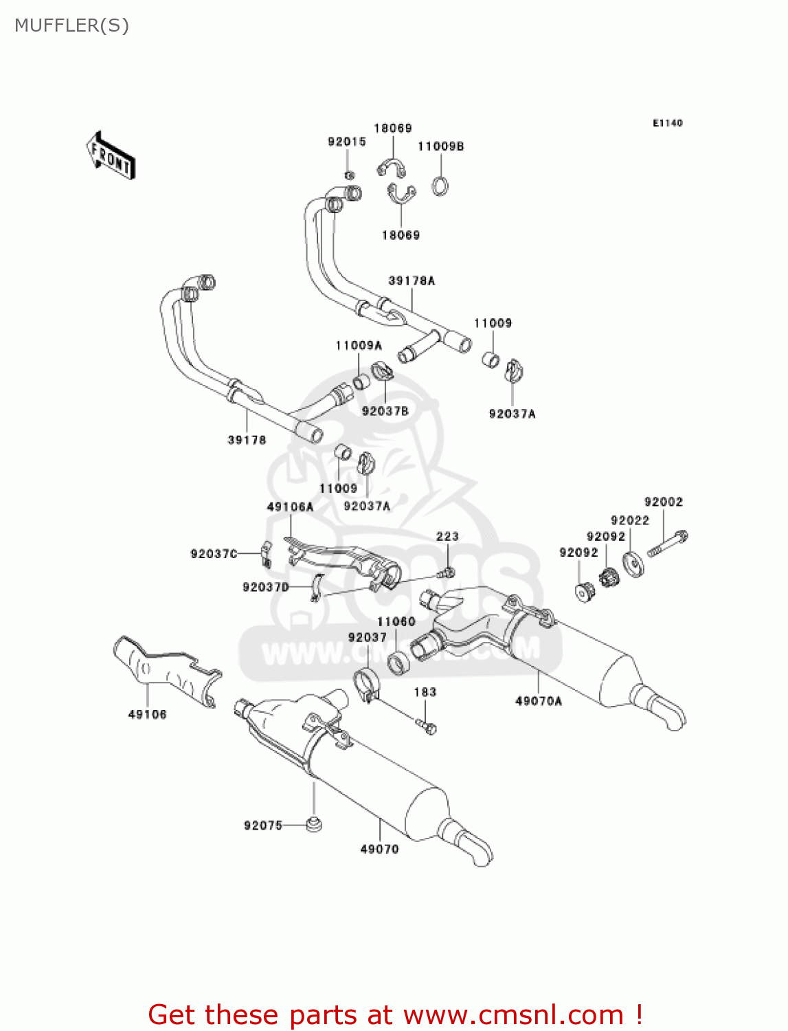 MUFFLER(S) ZG1200B15 VOYAGER XII 2001 USA CALIFORNIA CANADA